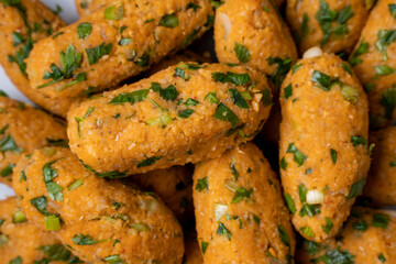 lentil meatballs detail view from above. Turkish style lentil meatballs