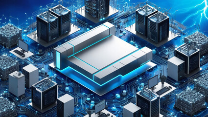 Futuristic isometric desktop