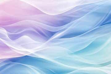 Fototapeta premium Soft pastel abstract background with flowing, translucent fabric-like textures in shades of light blue, peach, and white.