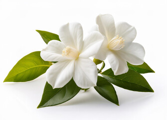 Obraz premium White Gardenya Flower isolated on white background. perfume flower, perfume flower oils, perfume essential flowers, perfume essential oils, 