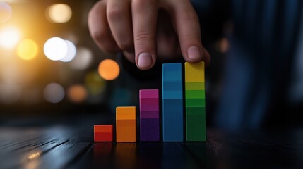 Colorful bar graph showing financial data business growth and analytical performance metrics  Infographic visualizing statistical information and progress indicators