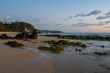 Obraz premium Peaceful morning on the beach shore.