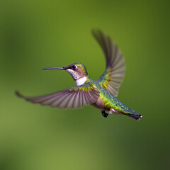 Fototapeta premium Stunning Ruby-Throated Hummingbird in Flight
