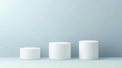 Minimalist 3D White Cylindrical Podium on Pastel Backdrop for Product Display and Branding ,Generative ai