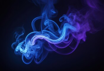 Obraz premium Electric smoke effect, blue and purple neon colors, swirling and hazy, dark background, glowing edges for a dramatic effect