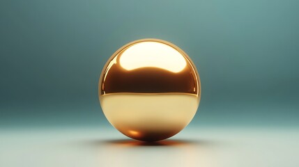 A shiny gold sphere on a light blue background.