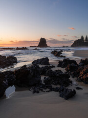 Sunrise view of Narooma glasshouse rock, NSW, Australia.