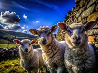 Obraz premium Portrait of Lambs in Co. Antrim, Northern Ireland - Scenic Rural Landscape Photography