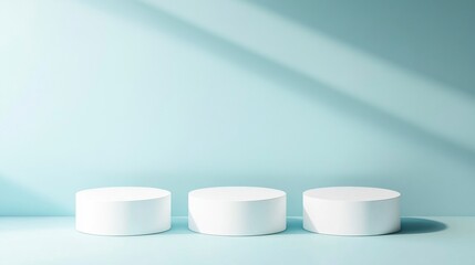 Minimalist 3D White Cylindrical Podium on Pastel Backdrop for Product Display and Branding ,Generative ai