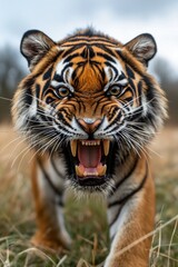 Fototapeta premium Tiger's Open Mouth Close-Up,