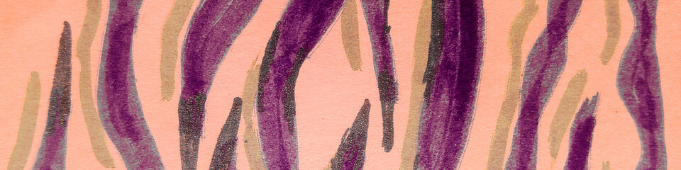 Beige Trendy Panorama Hand Drawn. Animal Texture.