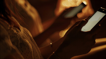 Hands Clasping Smartphones with Focused Engagement, Illustrating Connectivity and Communication in Modern Life.