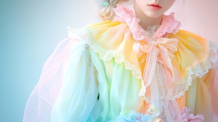Elegant lace trench coat in pastel colors, combining classic style with intricate details