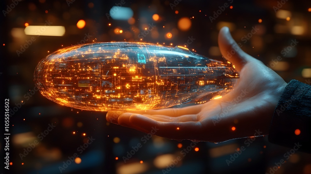 Poster mesmerizing futuristic holographic sphere radiating luminous digital energy and innovation. glowing,