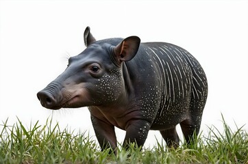 Obraz premium High-quality stock photo of a tapir on a white background. Perfect for wildlife projects, educational materials, and animal-themed designs.