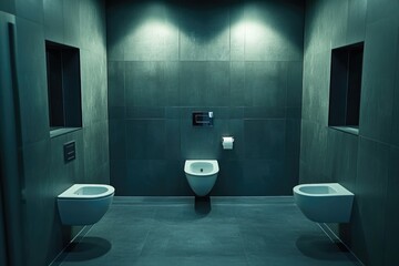Fototapeta premium Bathroom Facilities with Urinals and Toilet