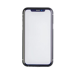 Modern smartphone with large blank screen on a transparent background