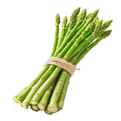 Fresh Green Asparagus Bundle on White Background