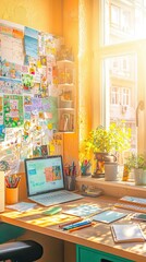 Fototapeta premium A vision board filled with New Year s resolutions