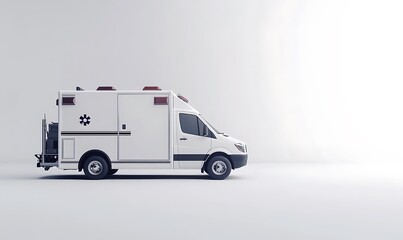 Naklejka premium A side view of a modern ambulance, symbolizing emergency medical services and transportation.