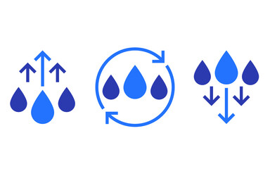 humidity level up and down icons set