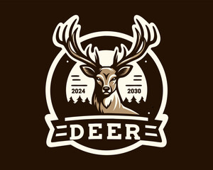Deer Head Logo Design Vector Illustration 
