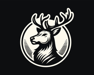 Deer Head Logo Design Vector Illustration 
