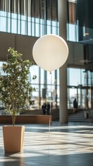 A plain balloon at a corporate event highlights its branding potential