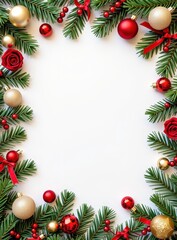 christmas frame with fir branches