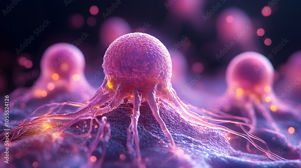 Aufkleber stunning abstract digital showcasing the vibrant and intricate structures of microscopic organisms,c