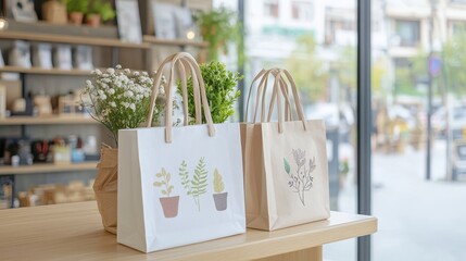 Eco-Friendly Shopping Bags on Display