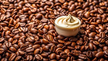 Close-up of coffee beans with crema on the surface, luxurious, espresso, sensory, crema, decadent