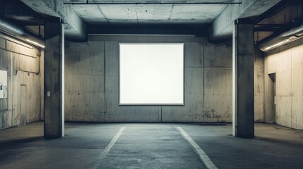 Mockup empty, blank oriented billboard in the center