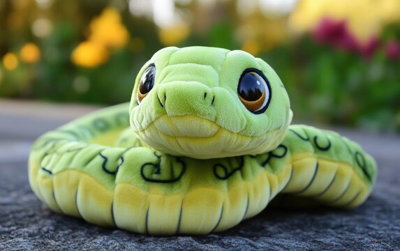 Cute Plush Green snake toy 