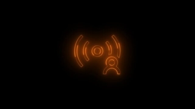 Neon user aon icon glowing black background animation