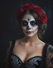 Fototapeta premium Young Woman with Day of the Dead Makeup