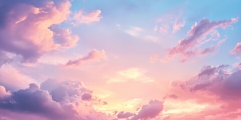 Pink and blue clouds in a sunset sky.