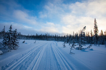 Winter landscape in Pallas Yllastunturi National Park, Lapland, Finland