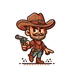 retro cartoon cowboy character. Isolated vector illustration