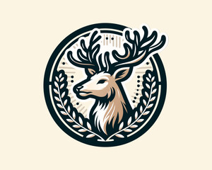 Deer Head Logo Vector Illustration for T-shirts