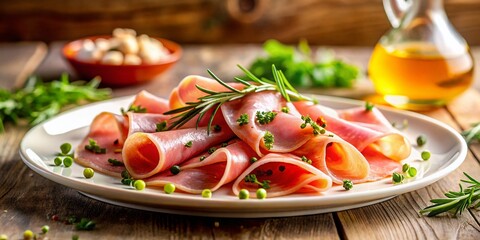 Sliced Ham on a Plate - Fresh and Delicious Candid Food Photography for Culinary Inspiration