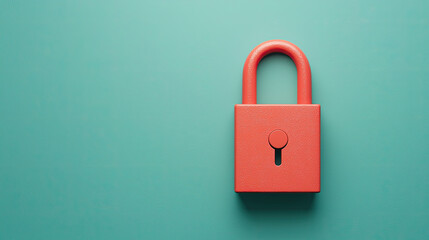 vibrant red padlock rests on teal background, symbolizing security and protection. This conveys sense of safety and privacy