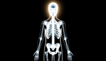 人体の透過3D骨格レントゲン