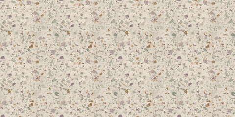 A terrazzo texture on an off-white base, sprinkled with subtle pastel fragments in muted lavender, faded aqua, and light peach