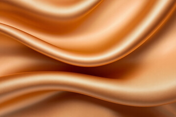 Fototapeta premium Smooth flowing golden fabric with wavy folds close-up