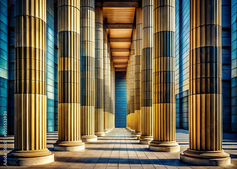 Poster stacked columns with random heights in modern design - abstract architecture and creative visuals