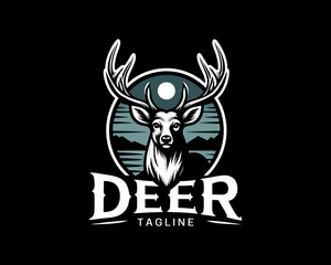 Deer Head Logo Vector Illustration for T-shirts