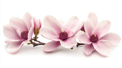 Obraz premium Pink magnolia flowers isolated on white background.