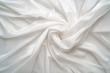Fototapeta premium Flowing white fabric twisted into soft folds, elegant and refined texture