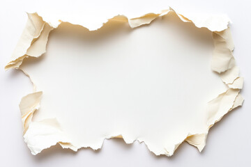 Fototapeta premium Torn white paper with jagged edges on a blank background, clean and artistic design